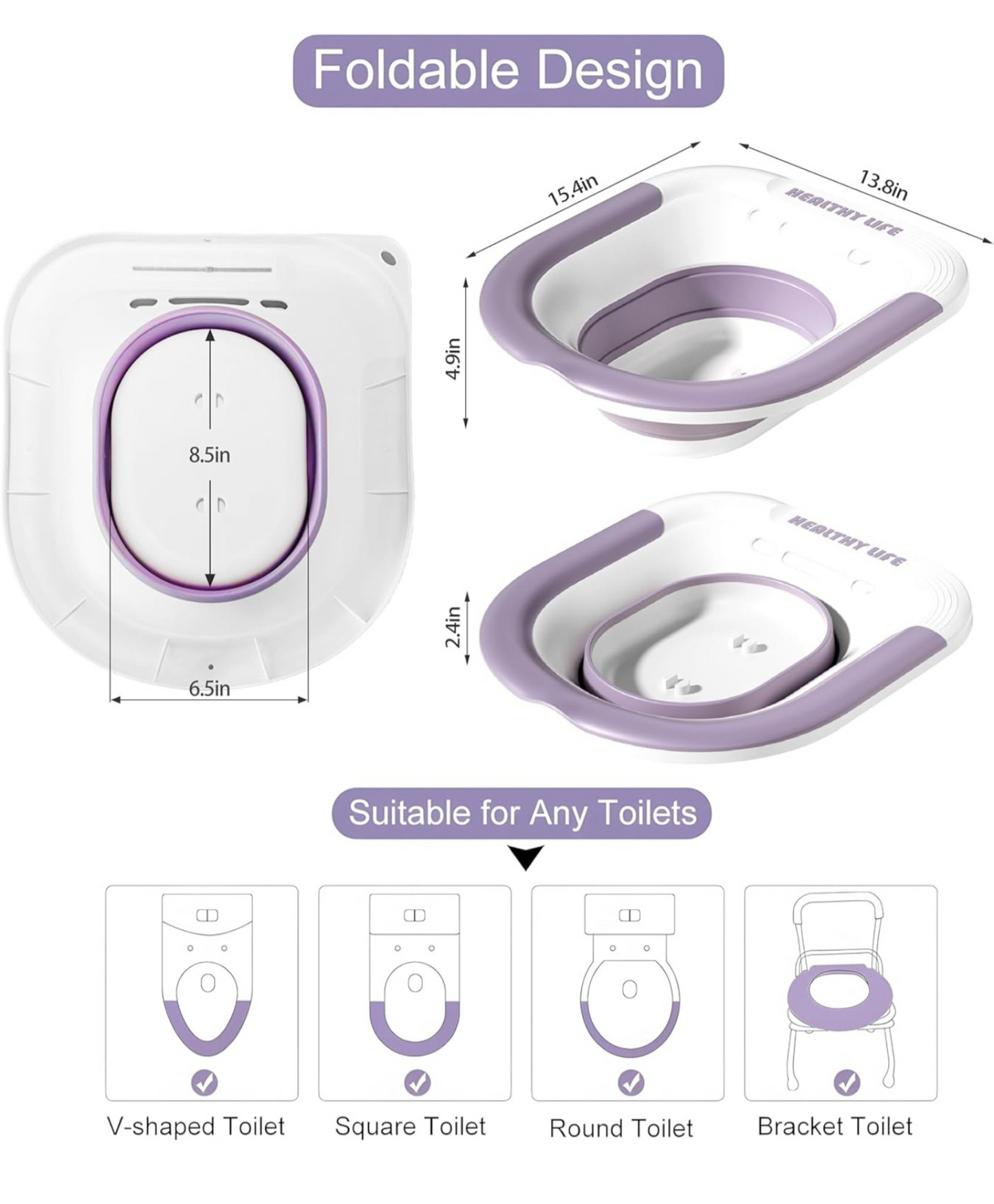 Folding Sitz Bath for Toilet