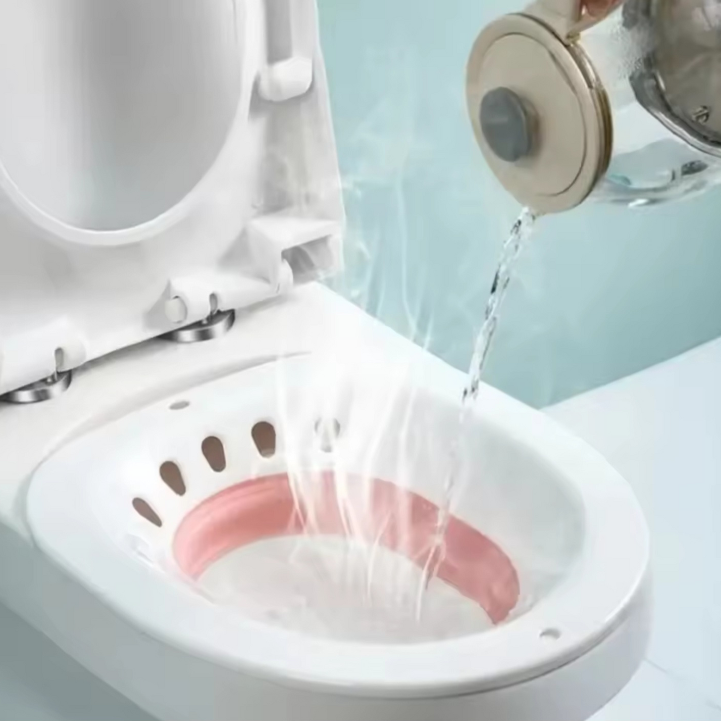 Folding Pink Sitz Bath for Toilet