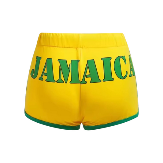 Women's Yellow Jamaica Letter Printed Shorts