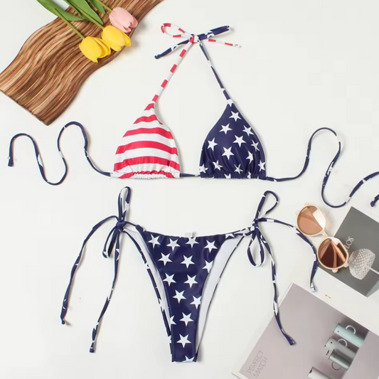 American Flag 3D Printed Bikini Swimsuit