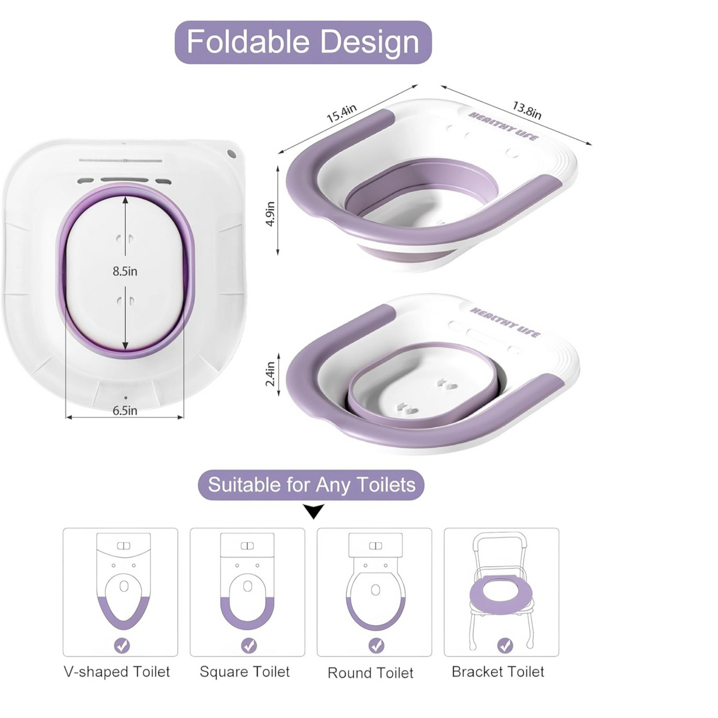 Folding Sitz Bath for Toilet