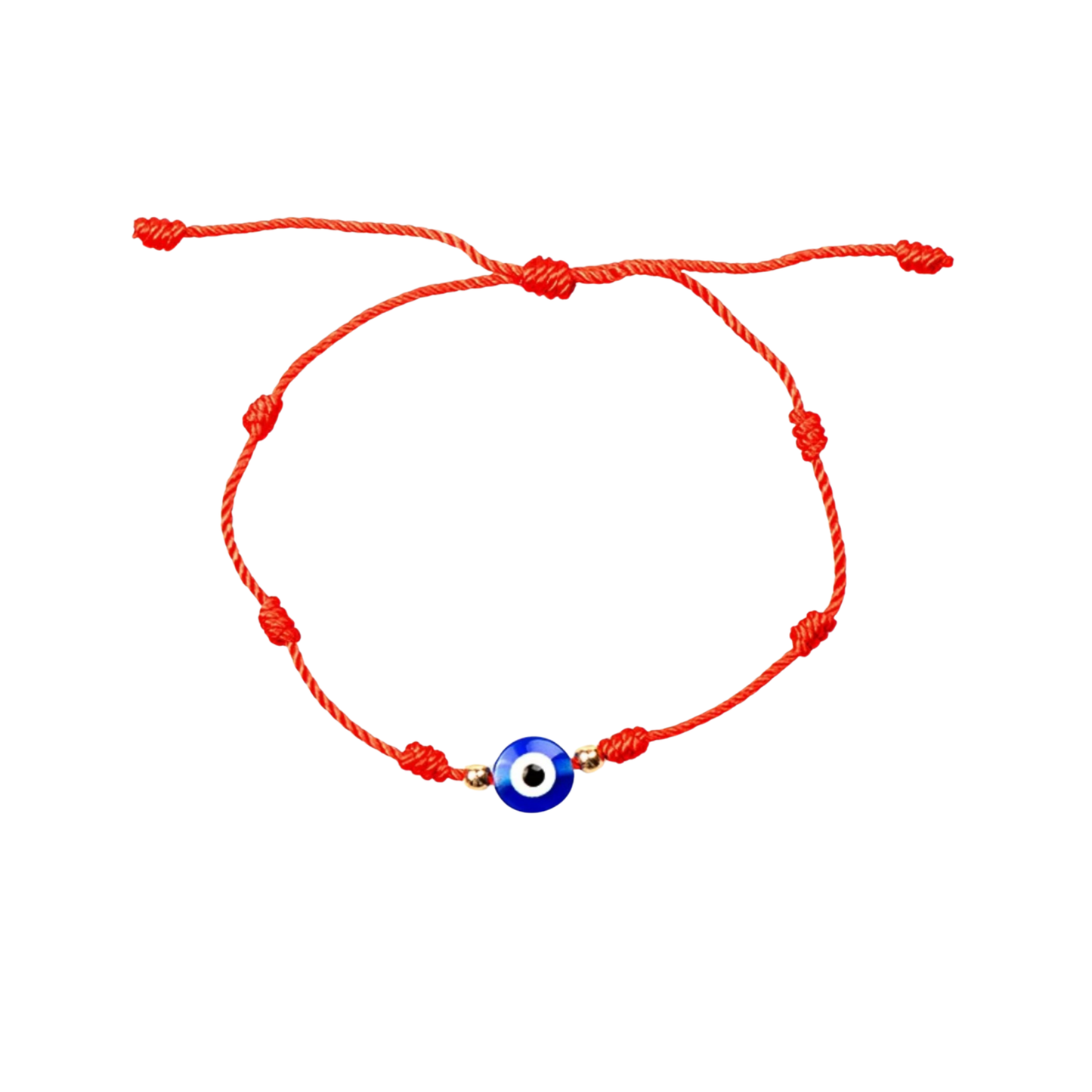 Blue Evil Eye 7 Knot Red String Adjustable Bracelet - Unisex - Good Luck Bracelet - Protection Bracelet
