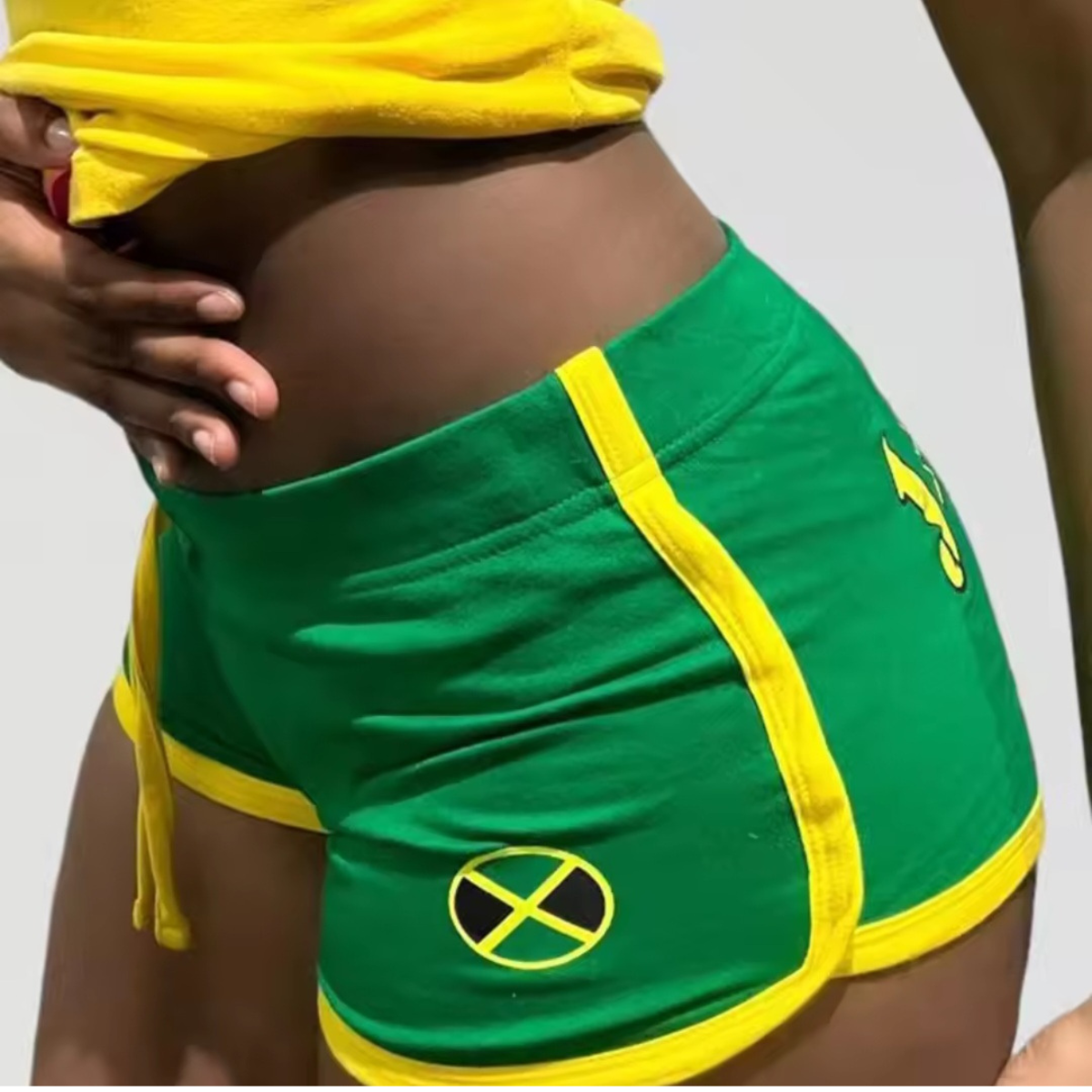 Women's Green Jamaica Letter Printed Shorts