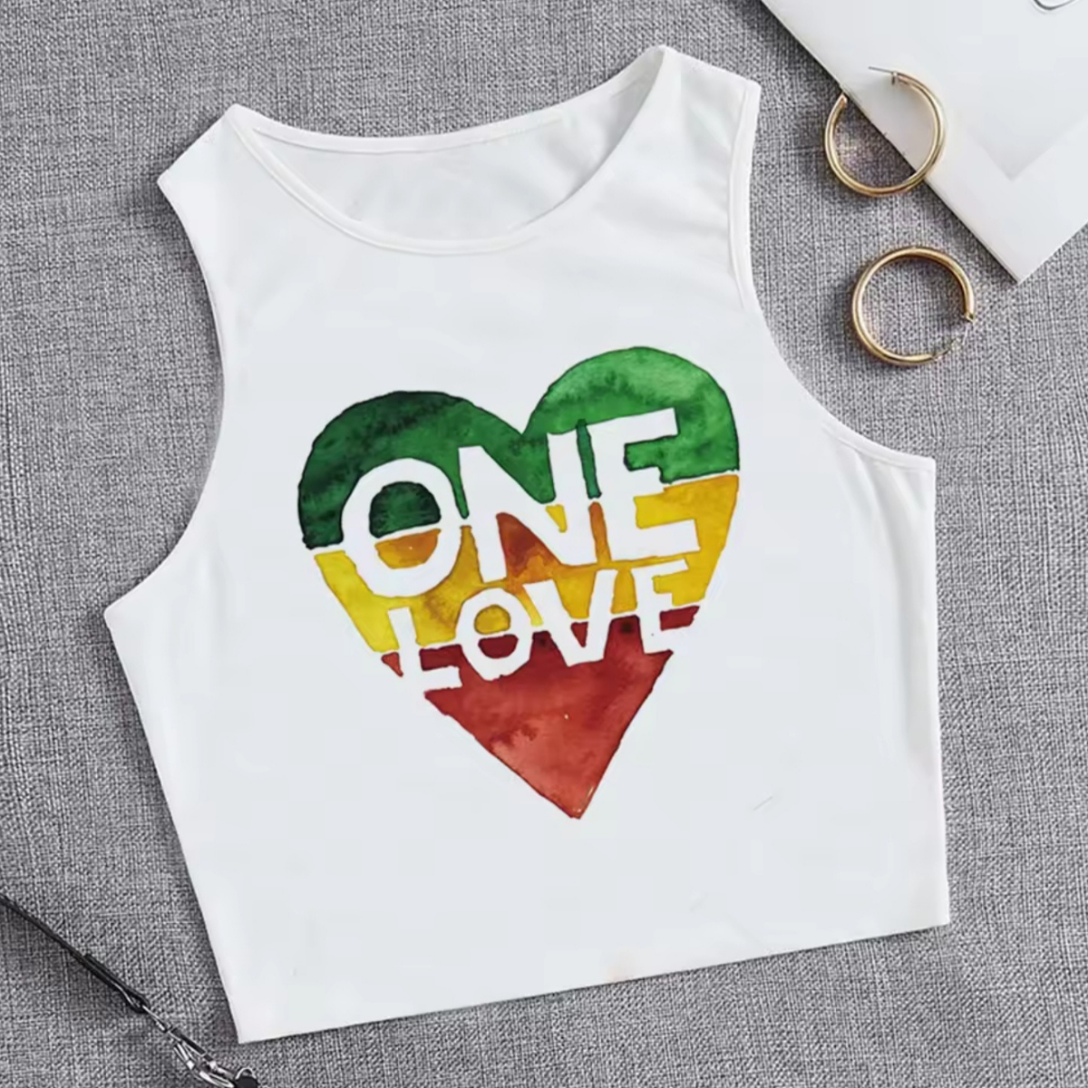 Reggae One Love Letters in Heart Crop Top
