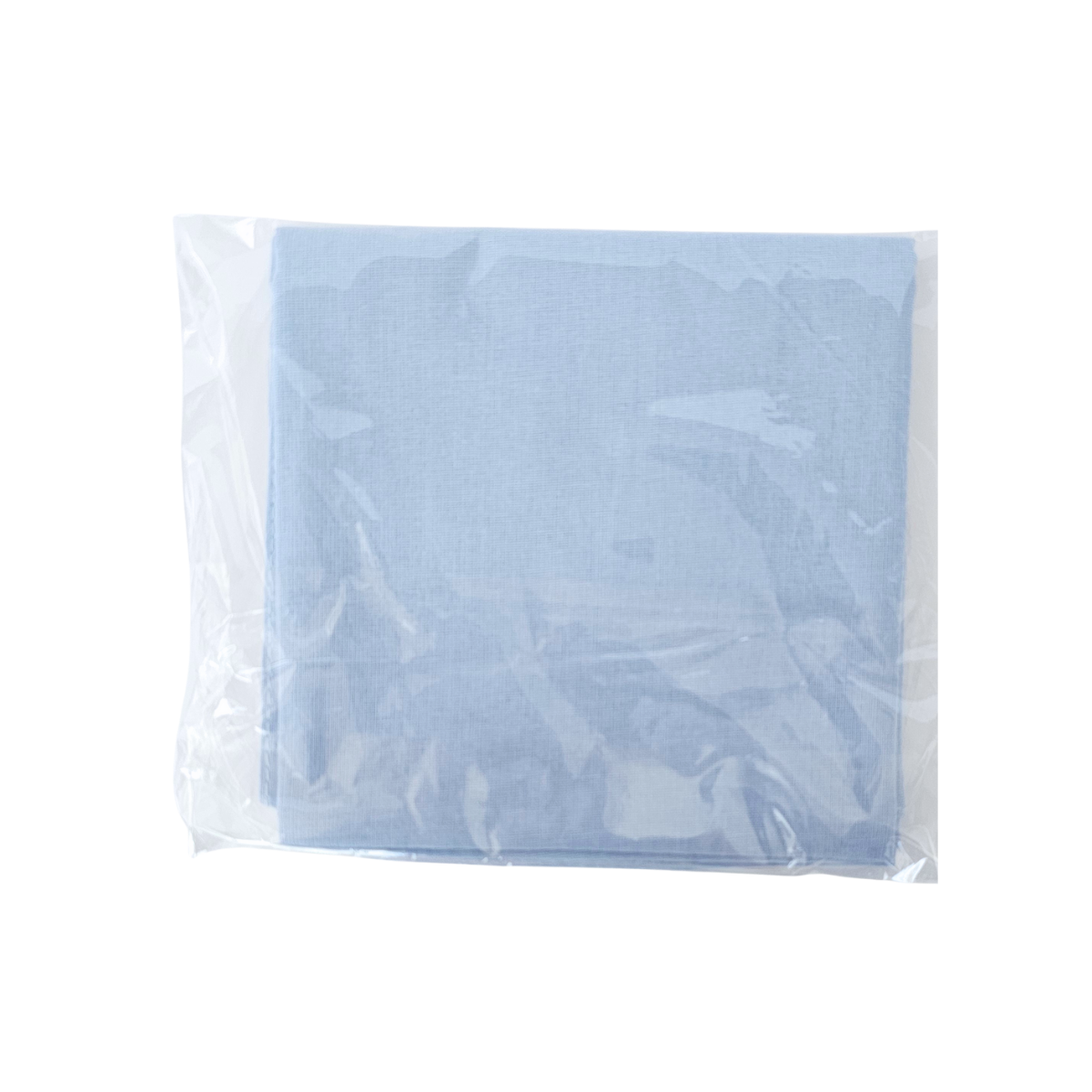 Light blue fabric Spiritual Mouchwa
in clear packaging on a white background