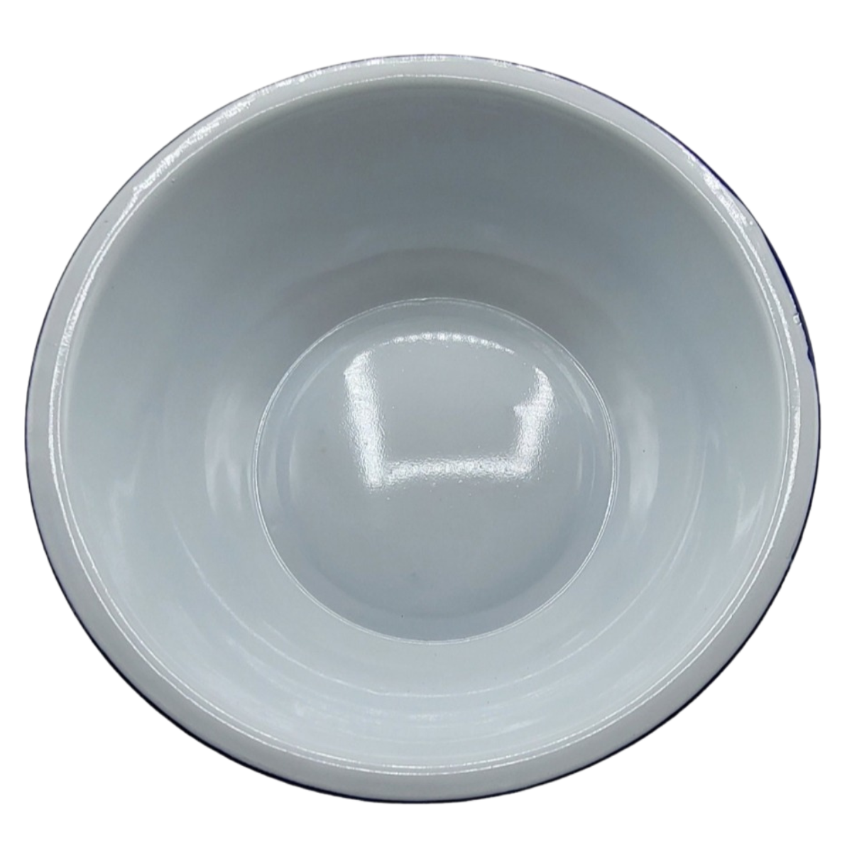 White Enamel Basin with Blue Trimming | Kivet Blan