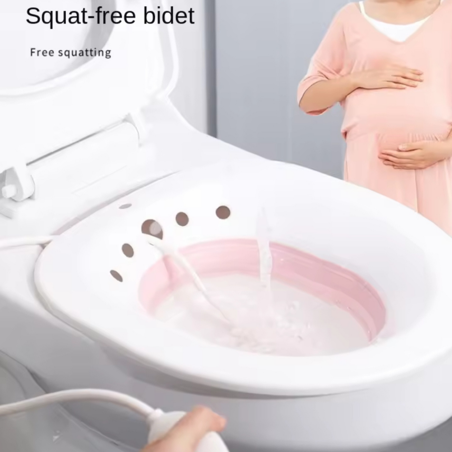 Folding Pink Sitz Bath for Toilet