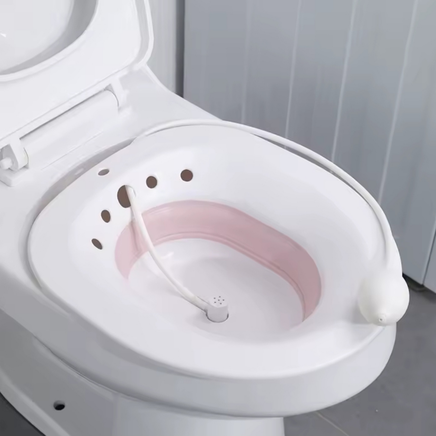Folding Pink Sitz Bath for Toilet