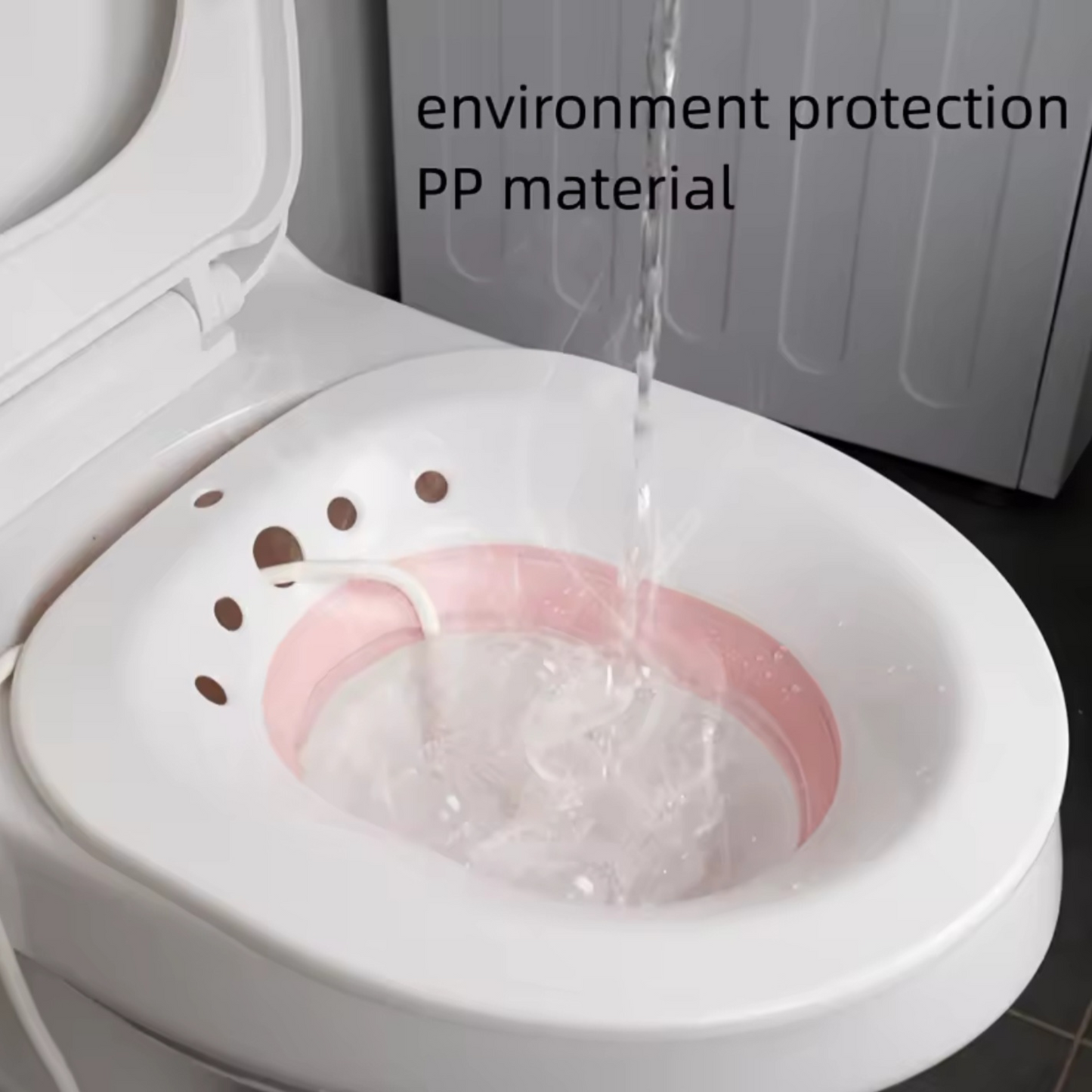 Folding Pink Sitz Bath for Toilet