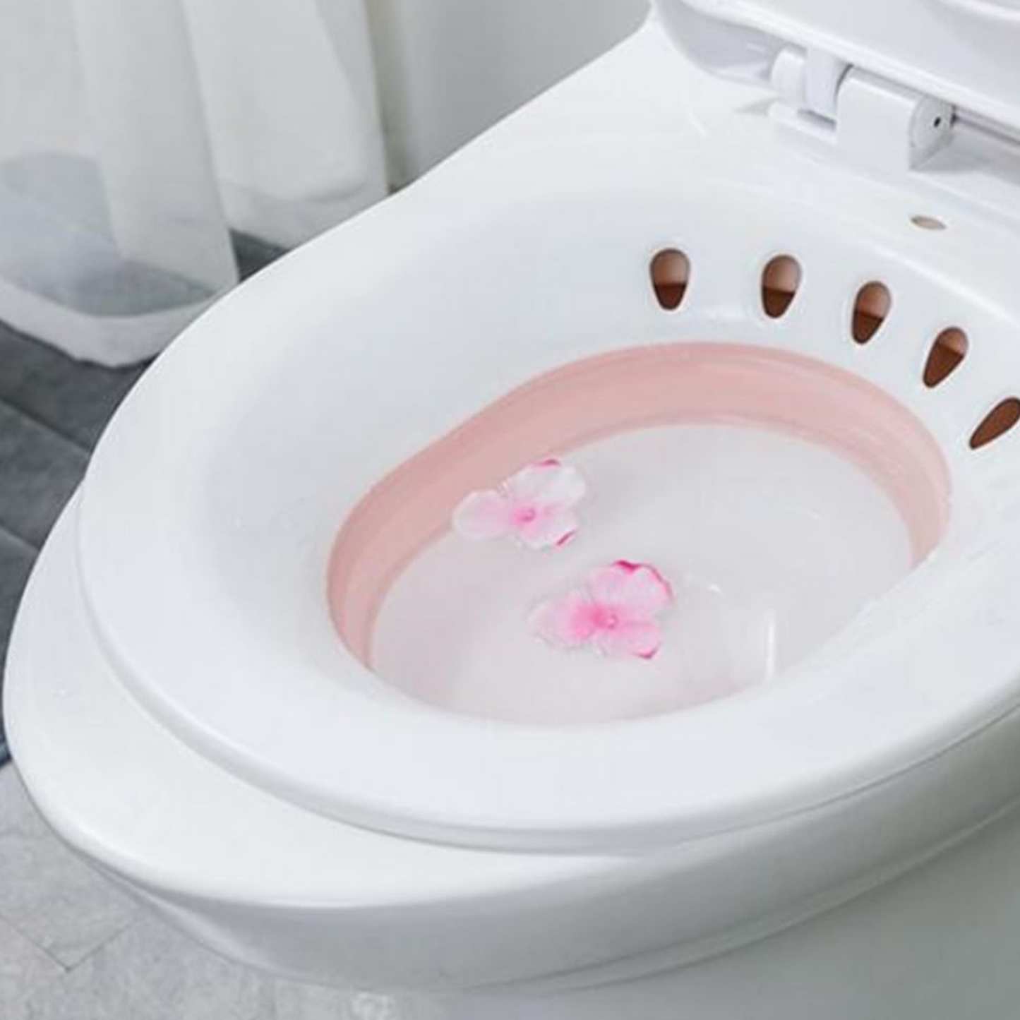 Folding Pink Sitz Bath for Toilet
