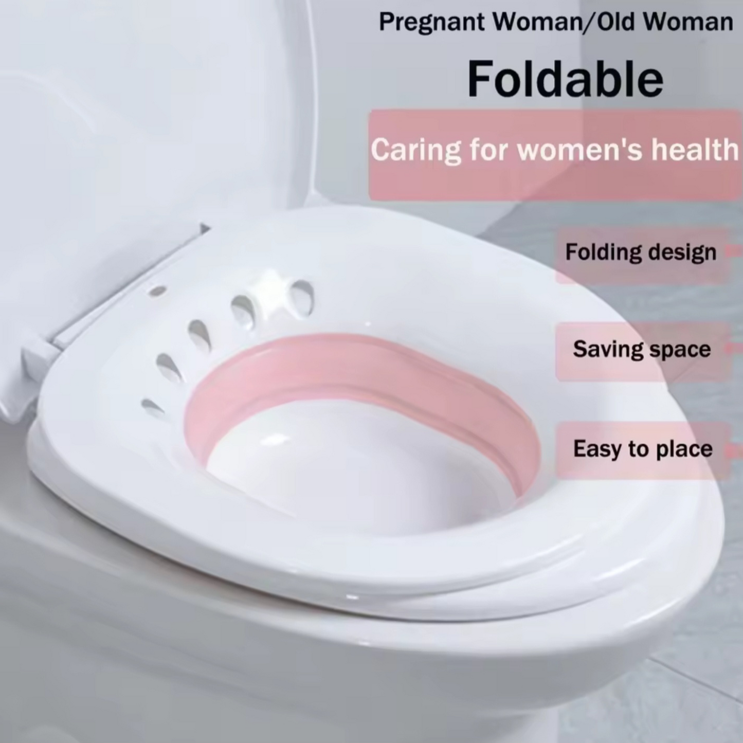 Folding Pink Sitz Bath for Toilet