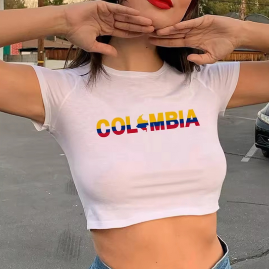 Colombia Printed Letter Crop Top