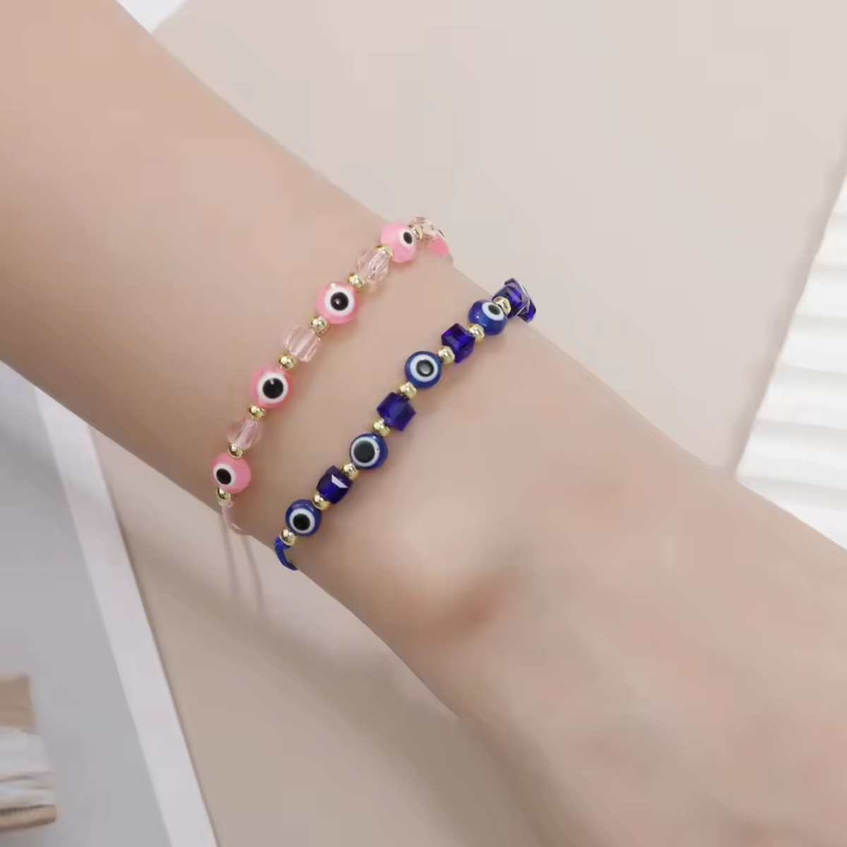 Evil Eye Hand-Knitted Bracelet