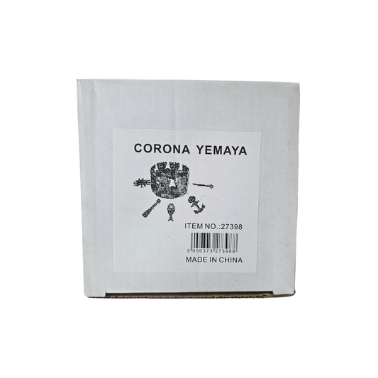 White box with 'Corona Yemaya' branding and product details on a white background