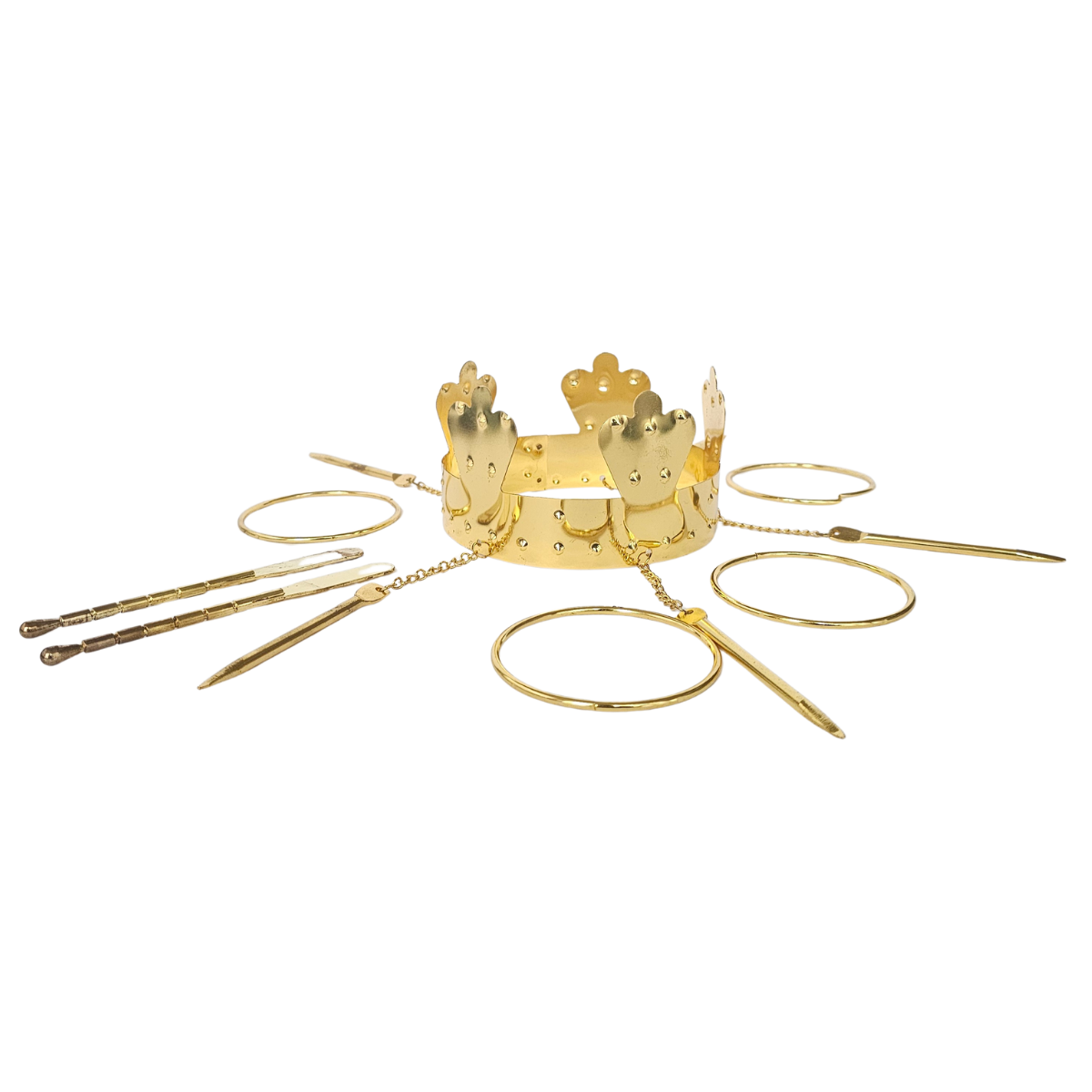 Gold Oshun crown and accessories on a white background