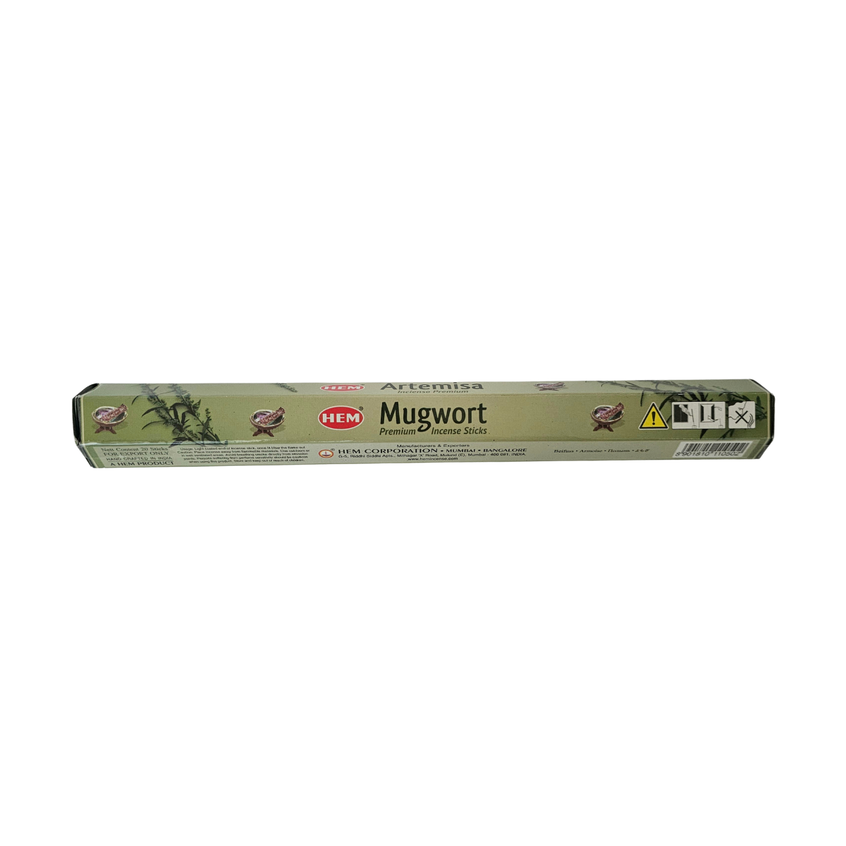HEM Mugwort incense stick packaging on a white background