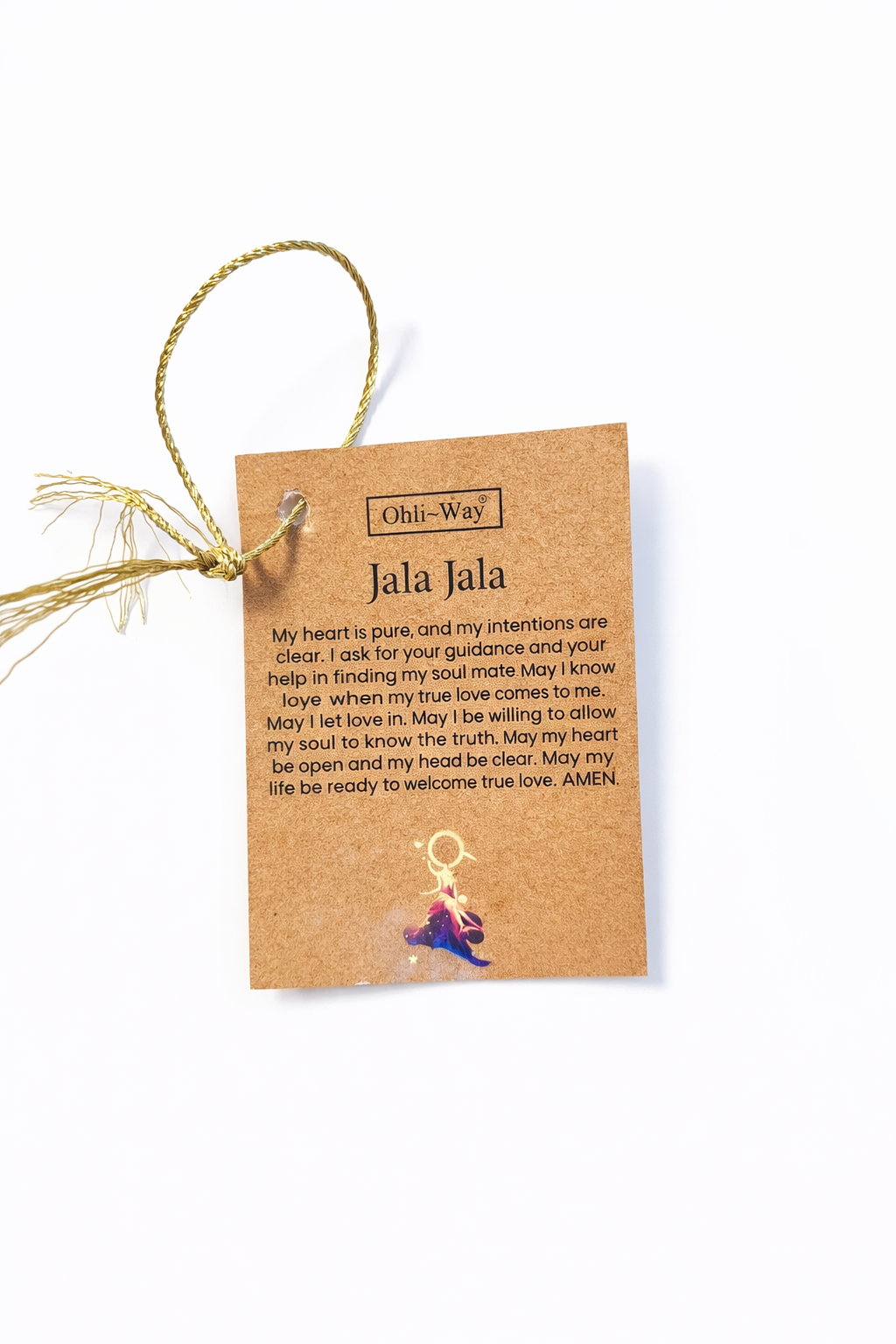 Jala Jala amulet with a tag on a white background