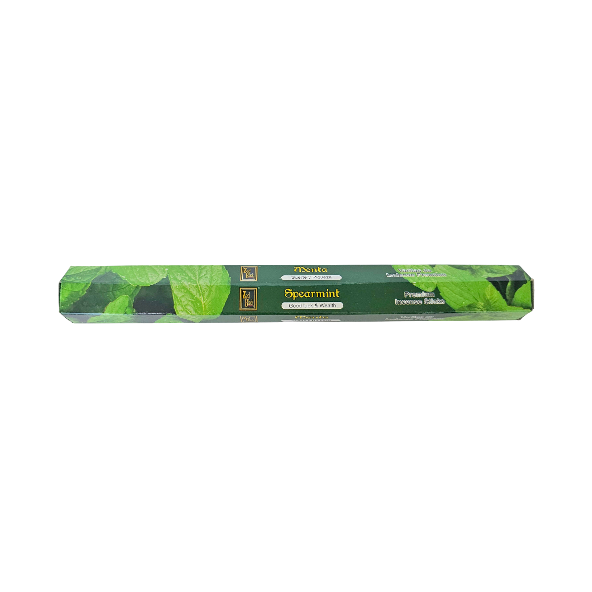 Pack of Spearmint incense sticks on a white background