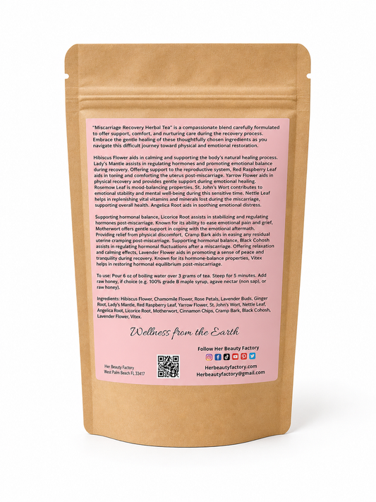 Herbal tea package with pink label on a white background
