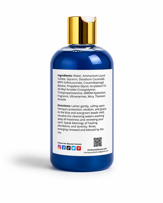 Blue bottle with gold cap on a white background