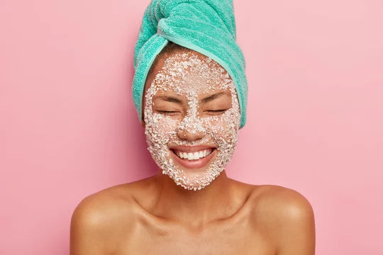 Woman wearing face scrub