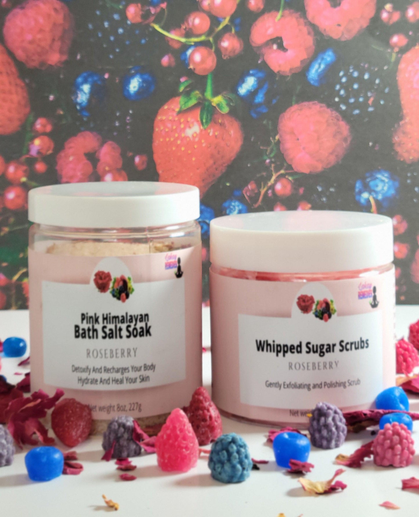 Roseberry Bath Set| Whipped Sugar Scrub & Bath Salt 