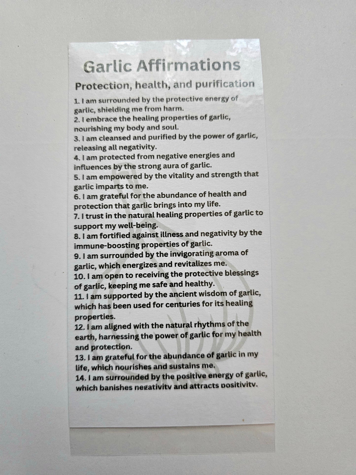 Garlic Affirmation Card