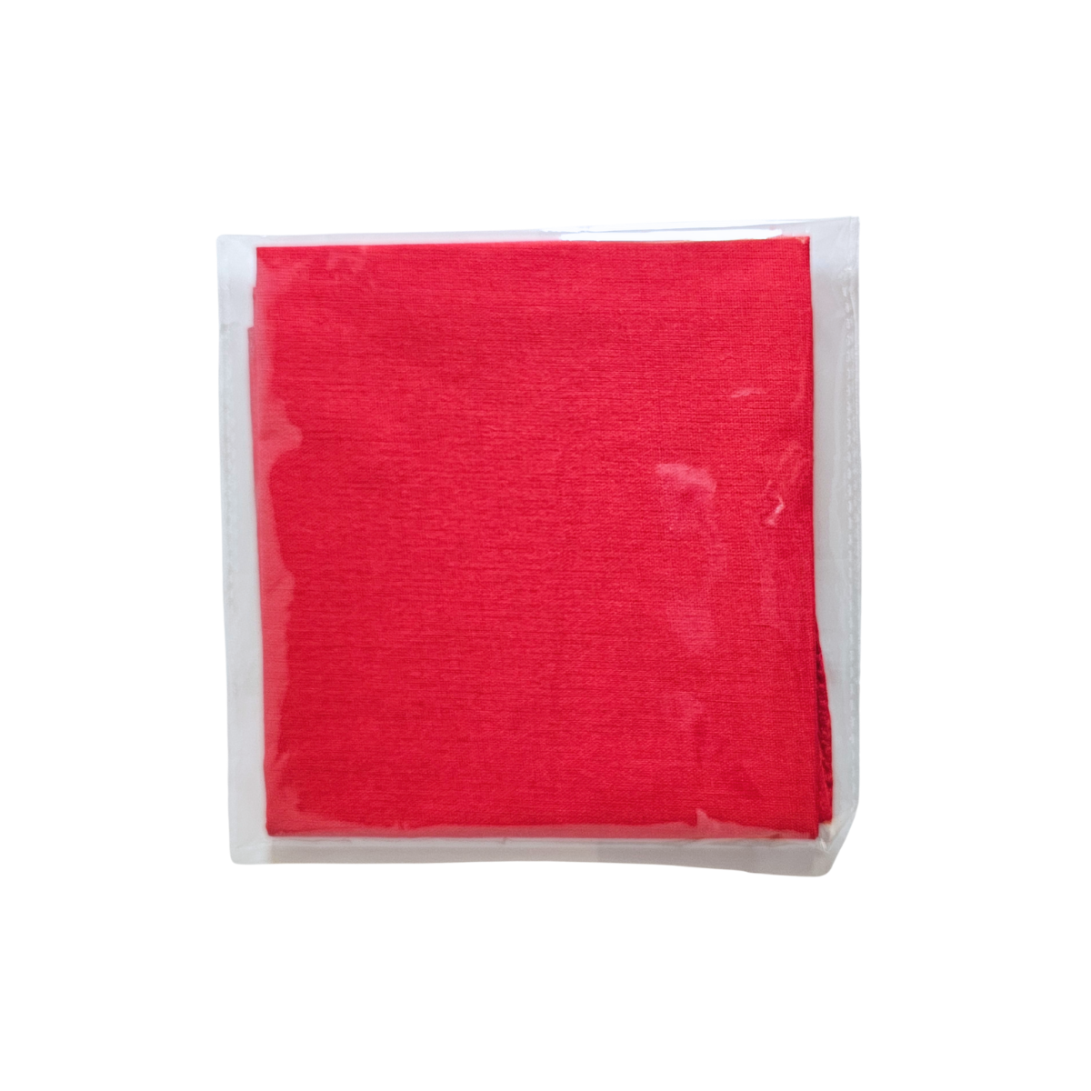 Red fabric Spiritual Mouchwa
 in clear packaging on a white background