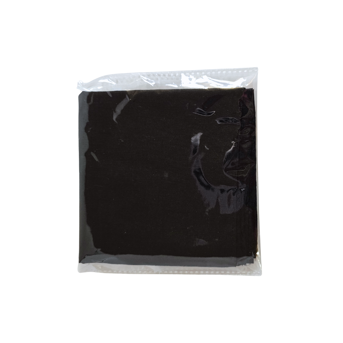 Black fabric Spiritual Mouchwa
 in clear packaging on a white background
