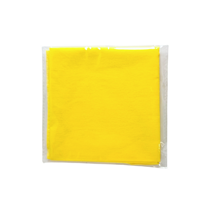 Yellow fabric Spiritual Mouchwa
 in clear packaging on a white background