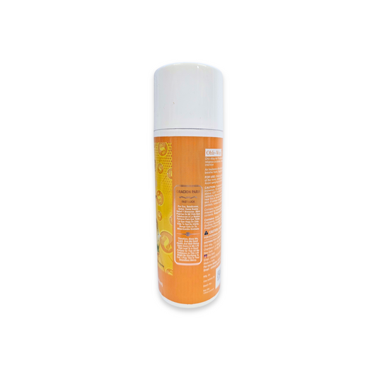  Aerosol can with orange label on a white background
