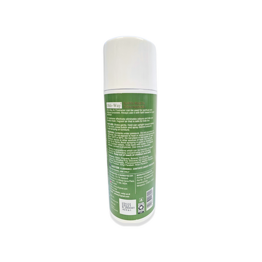 Green cylindrical container with text on a white background