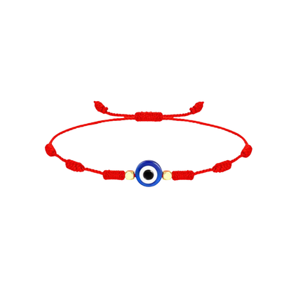 Blue Evil Eye 7 Knot Red String Adjustable Bracelet -  Unisex - Good Luck Bracelet - Protection Bracelet