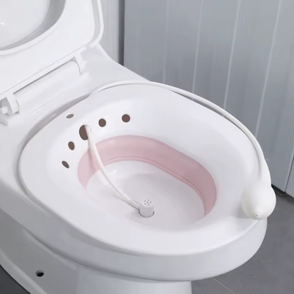 Folding Pink Sitz Bath for Toilet