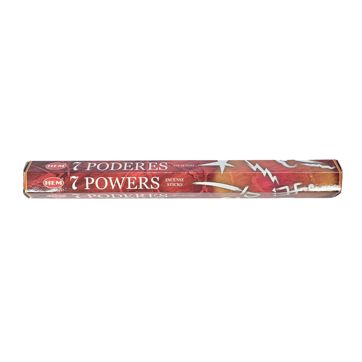 Box of HEM 7 Powers incense sticks on a white background