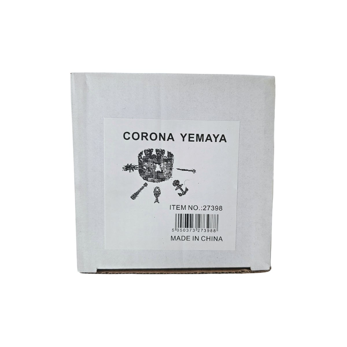 White box with 'Corona Yemaya' branding and product details on a white background