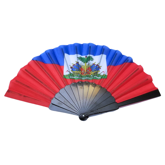 Haitian Flag Folding Hand Fan