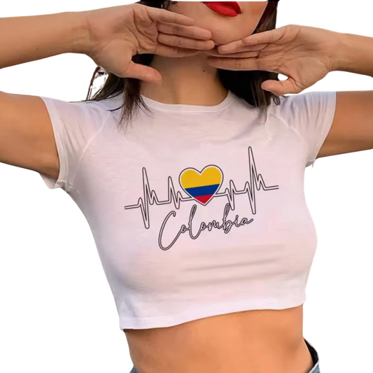 Heartbeat Colombia Flag Heart Women's Crop Top
