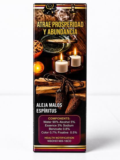 Product packaging with candles, incense, and text on a white background