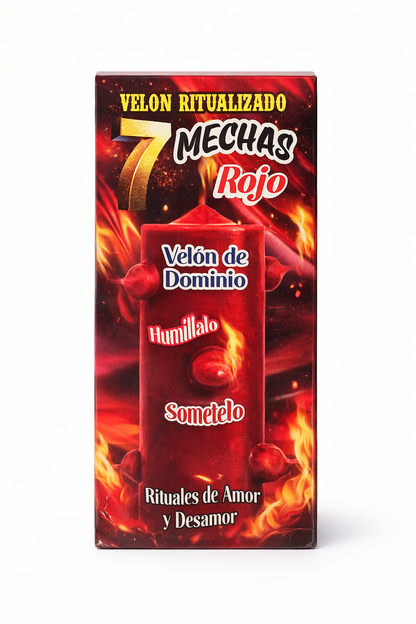 Red 7-Wick Ritualized Candle for Love Work