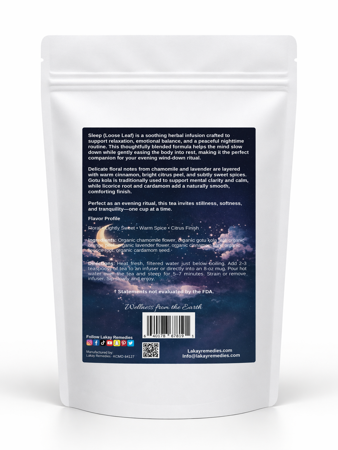 White tea bag packaging with blue label on a white background