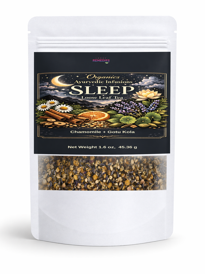 Sleep tea package with herbs on a white background