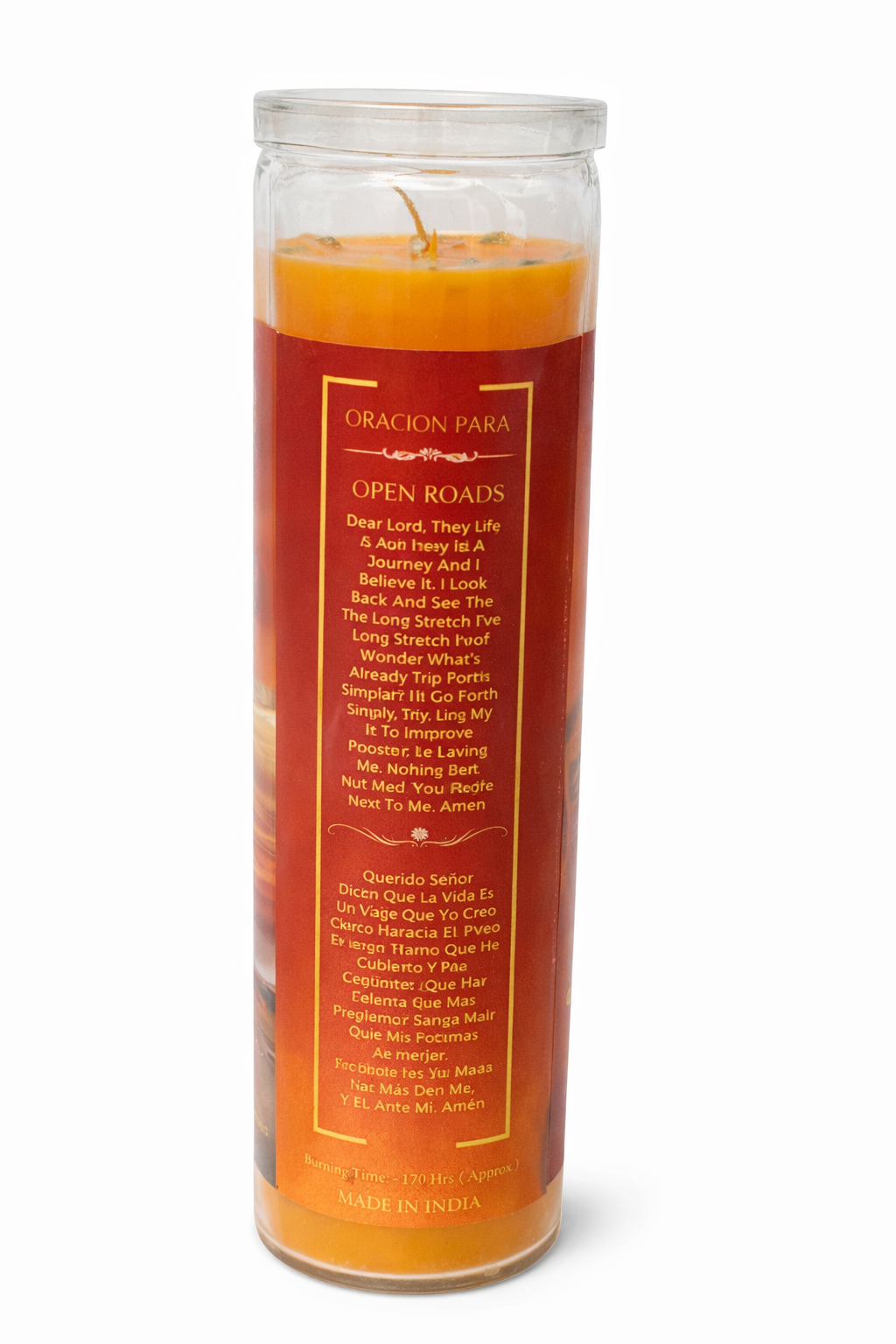 Candle with text on a white background