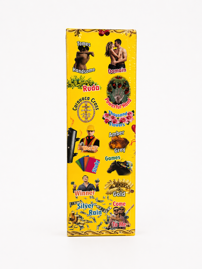 Yellow box with various graphics and text on a white background