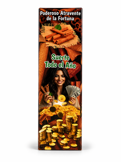 Product packaging with a woman, money, and text on a white background