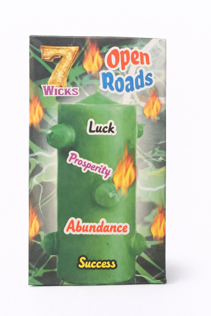 Green candle packaging with text and wick count on a white background