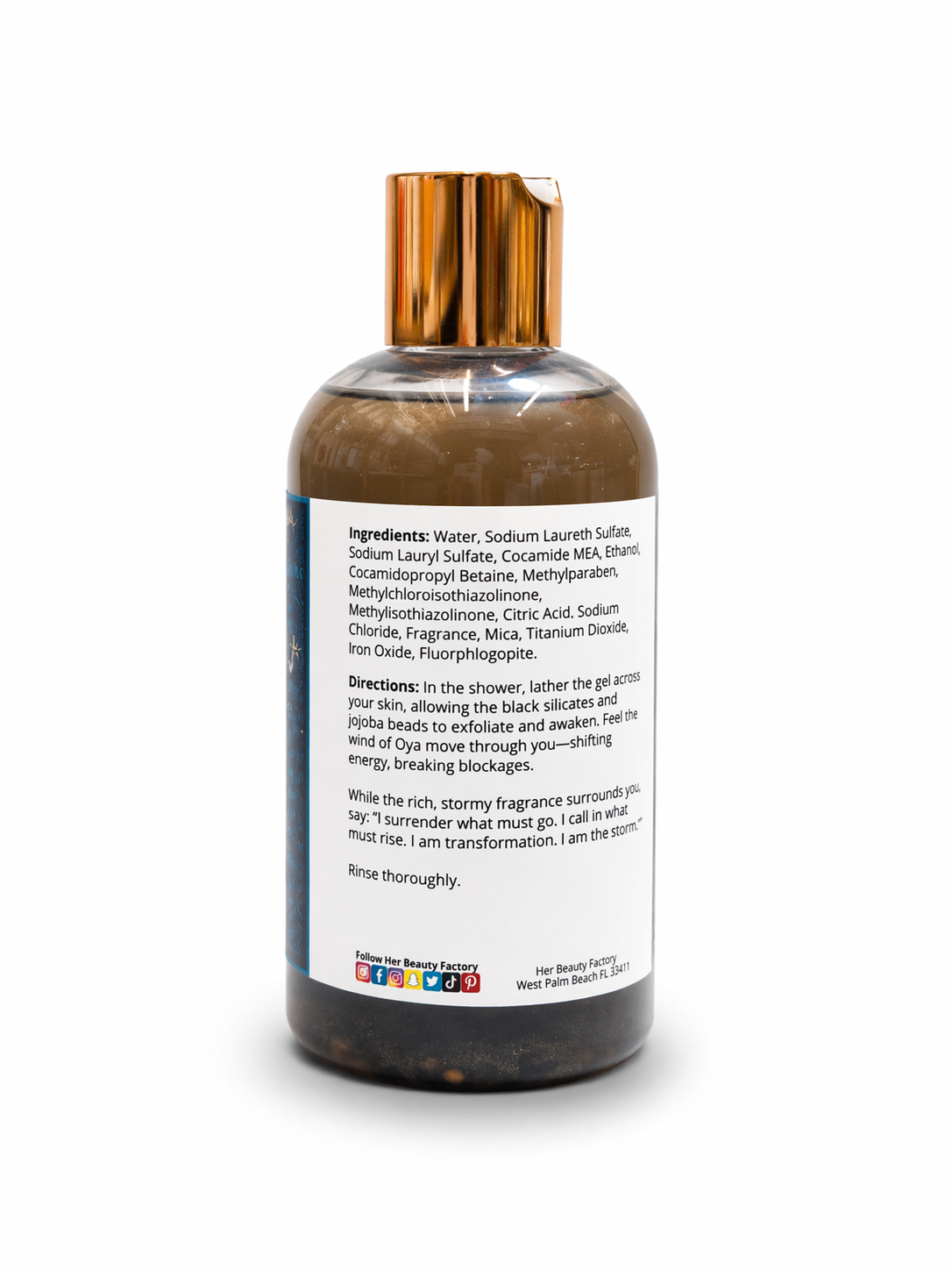Bottle with a label on a white background