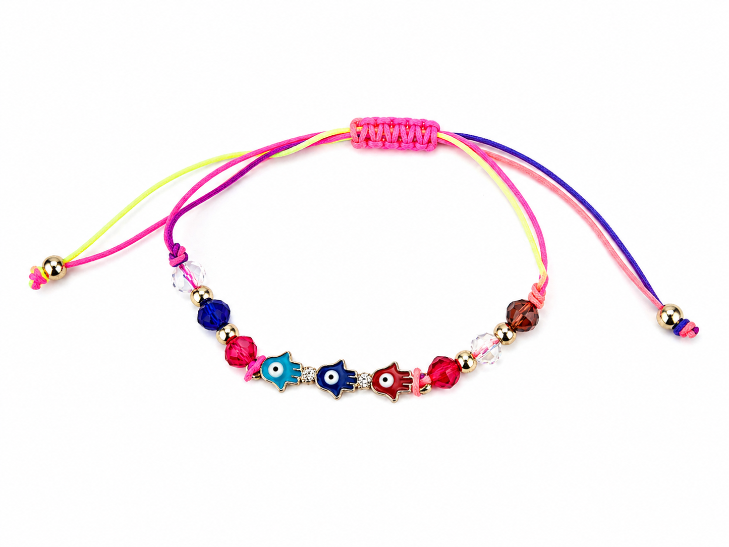 Colorful beaded bracelet with beads on a white background