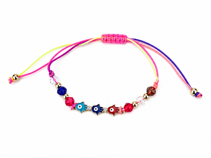 Colorful beaded bracelet with beads on a white background