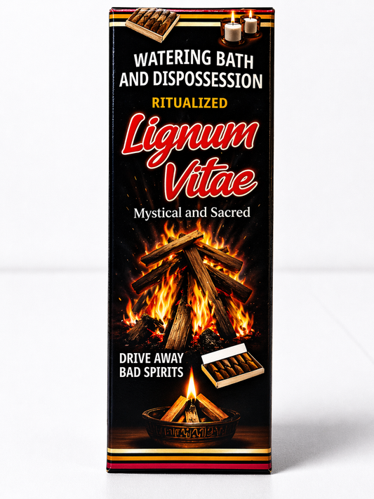Product packaging with fire design and text on a white background